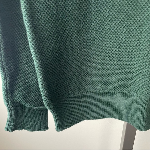 Telluride 100% Cotton Quarter Zip Turtleneck Knit Mens Sweater Forest Green - Picture 3 of 9